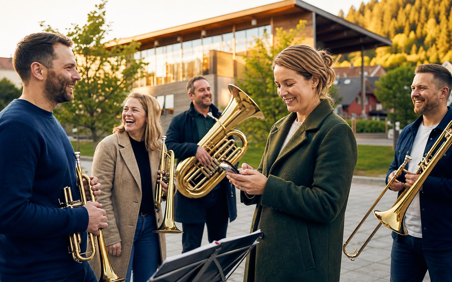 Moderne korpsmiljø samlet utenfor kulturhuset